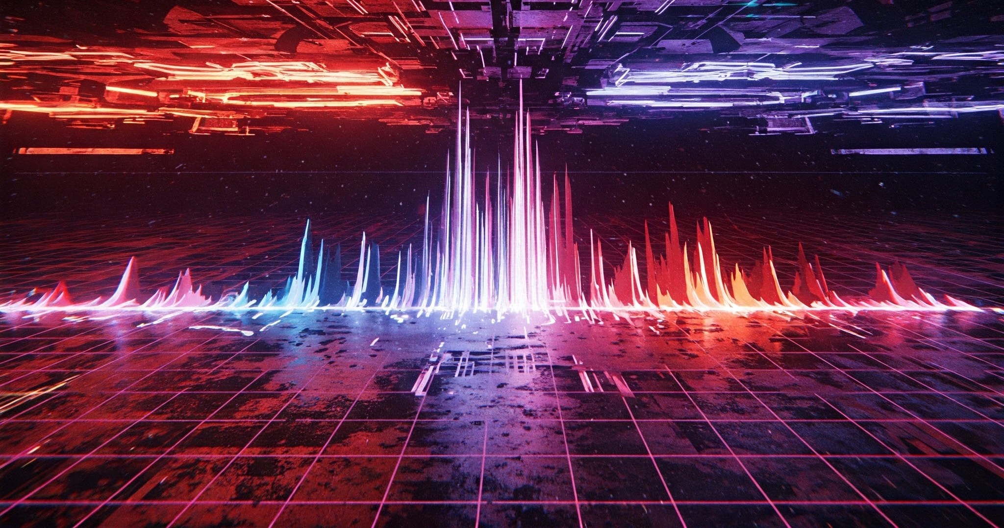Abstract and colorful dynamic music visualizer patterns reacting to audio
