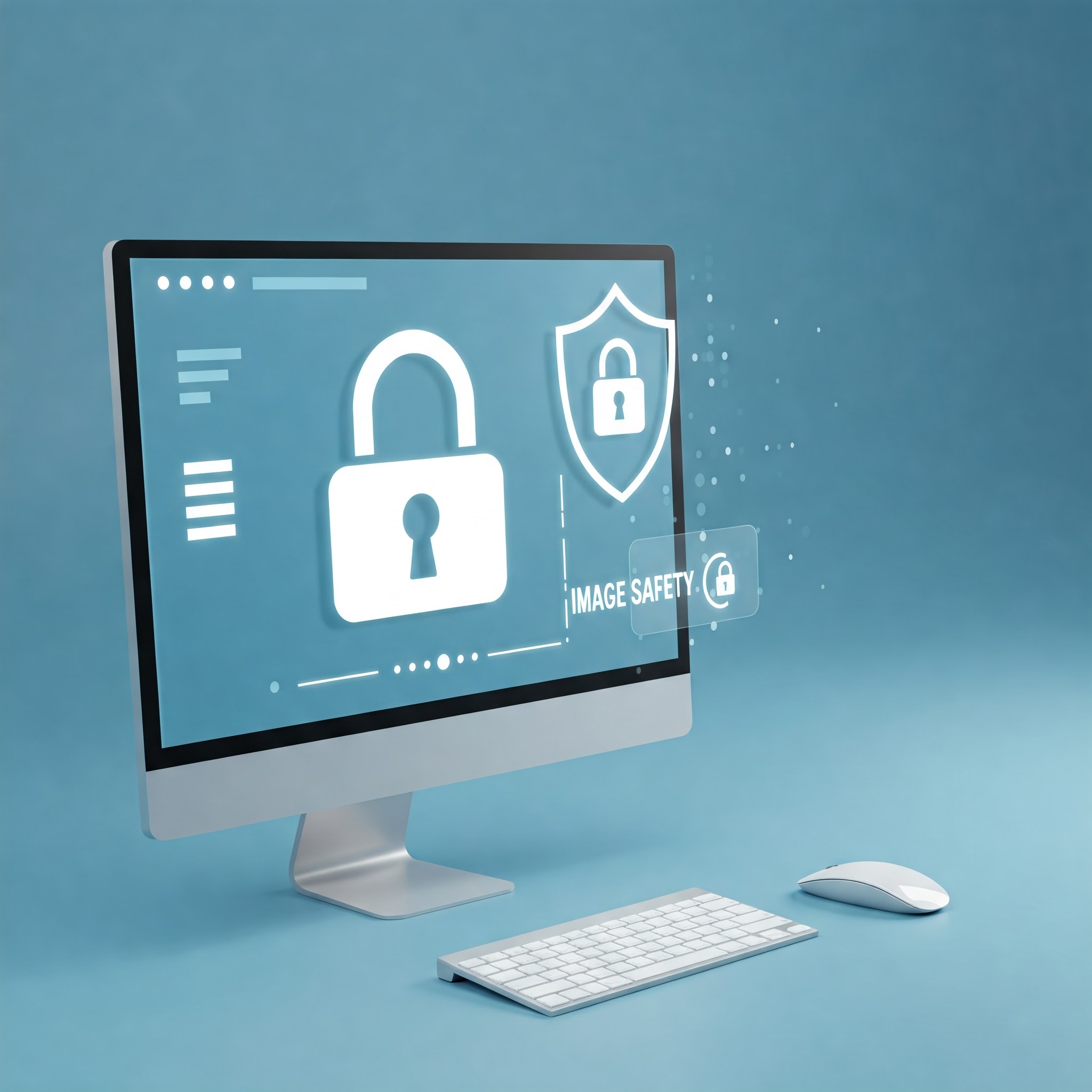 A digital photo with a security shield icon and metadata removal options highlighted