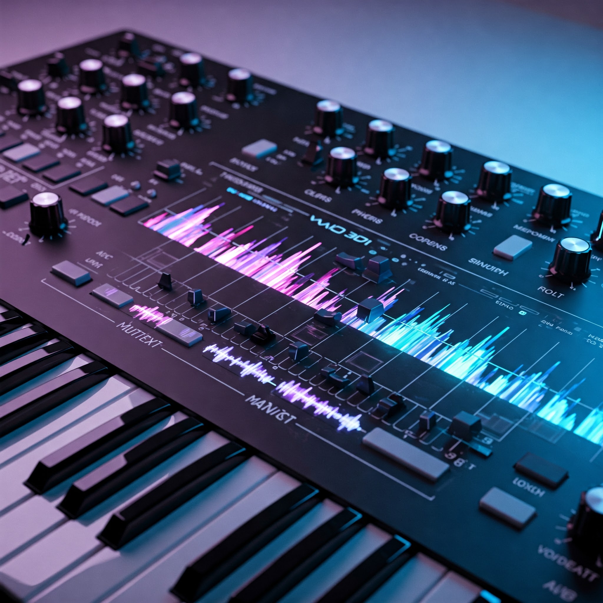 Interface of an online MIDI synthesizer with various instrument sounds and controls
