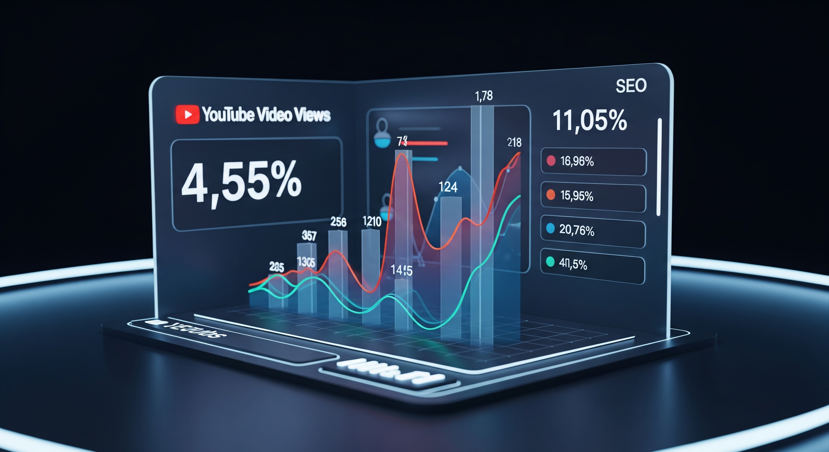 YouTube Creator Studio interface with SEO optimization tools highlighted